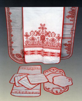 комплект текстиля для гриль домика в финском стиле: занавески, скатерть, салфетки